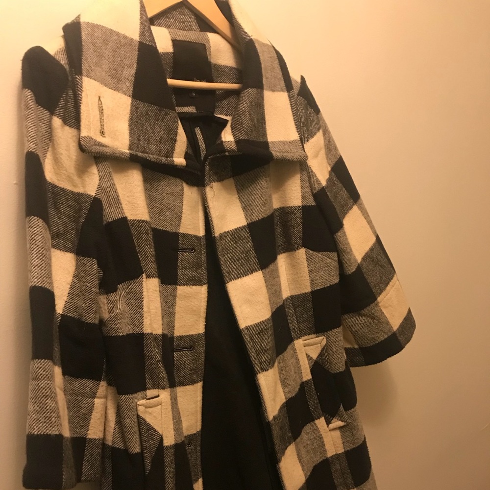 Liquid plaid 100% Wool mid length Jacket